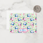 Carte De Correspondance MONogramme à trois lettres Preppy Golf (Devant/Arrière en situation)