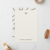 Carte De Correspondance Monogramme Abstrait moderne et papier à lettres (Devant/Arrière en situation)