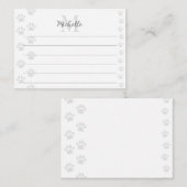 Carte De Correspondance Monogramme aligné d'empreintes de pattes de chats (Devant / Derrière)