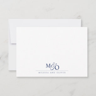 Carte De Correspondance Monogramme bleu d'espere de couple
