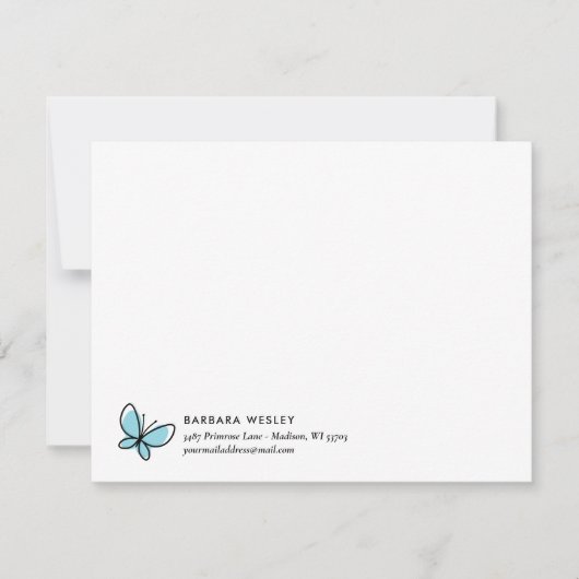 CARTE DE CORRESPONDANCE MONOGRAMME BLEU DOODLE BLANC (Devant)