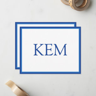 Carte De Correspondance Monogramme Bleu Marine Minimaliste Moderne