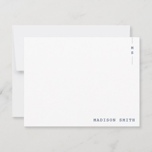 Carte De Correspondance Monogramme bleu marine simple personnalisé (Devant)