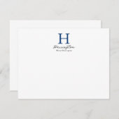 Carte De Correspondance Monogramme bleu marine sophistiqué (Devant / Derrière)