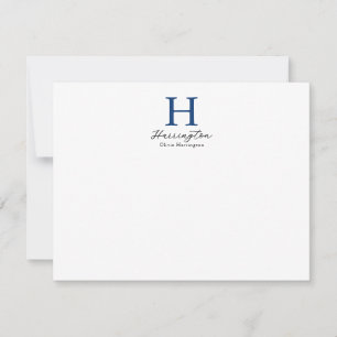 Carte De Correspondance Monogramme bleu marine sophistiqué