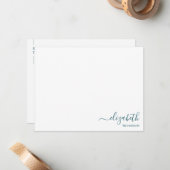 Carte De Correspondance Monogramme bleu sarcelle simple (Devant/Arrière en situation)