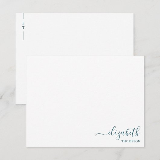 Carte De Correspondance Monogramme bleu sarcelle simple (Devant / Derrière)