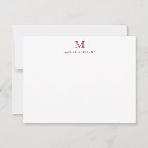 Carte De Correspondance Monogramme Bourgogne Rouge Simple Classique Élégan