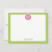 Carte De Correspondance Monogramme Cercle Prépa Rose et Vert Citron (Devant)