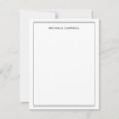 Carte De Correspondance Monogramme Chic Moderne Noir Blanc Nom Bordure (Devant)