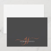 Carte De Correspondance Monogramme Chic Terracotta Initiales Noir (Devant / Derrière)