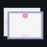 Carte De Correspondance Monogramme circulaire initiale Prépa Rose Violet<br><div class="desc">Ce design féminin présente une bordure simple avec un cercle en haut contenant une initiale de monogramme et un espace pour un nom/texte en bas. Cliquez sur le bouton personnaliser si vous souhaitez ajuster les éléments de design et/ou modifier davantage le texte ! Des variations de ce design, des couleurs...</div>