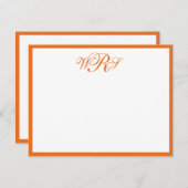 Carte De Correspondance Monogramme classique Blanc orange (Devant / Derrière)