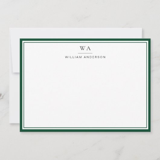 Carte De Correspondance Monogramme classique British Racing Green papeteri (Devant)