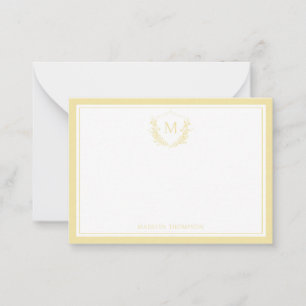 Carte De Correspondance Monogramme classique de la crête florale à double