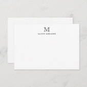 Carte De Correspondance Monogramme classique élégant Noir simple (Devant / Derrière)