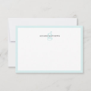 Carte De Correspondance Monogramme classique moderne typographique bleu do