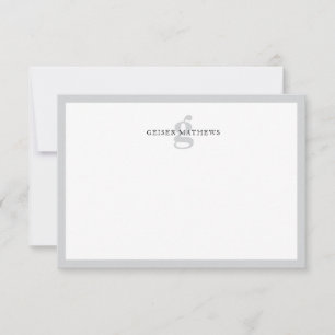 Carte De Correspondance Monogramme classique moderne typographique gris do