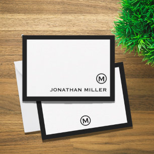 Carte De Correspondance Monogramme classique noir blanc