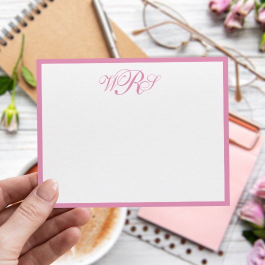 Carte De Correspondance Monogramme Classique Rose