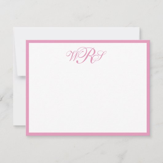 Carte De Correspondance Monogramme classique rose (Devant)