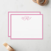Carte De Correspondance Monogramme classique rose (Devant/Arrière en situation)