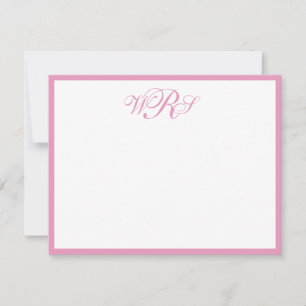 Carte De Correspondance Monogramme classique rose