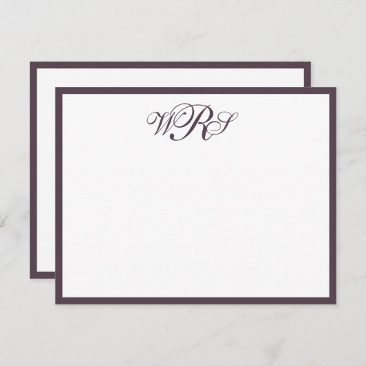 Carte De Correspondance Monogramme classique violet (Devant / Derrière)