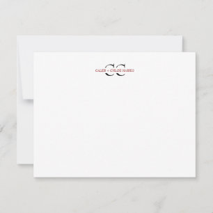 Carte De Correspondance Monogramme couple de 2 lettres Mariage Rouge