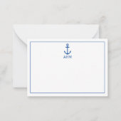Carte De Correspondance Monogramme d'Ancre marine bleu et blanc simple (Devant)