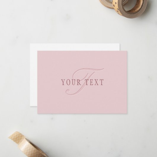 Carte De Correspondance Monogramme d'aspect élégant | Or rose (Devant/Arrière en situation)