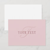 Carte De Correspondance Monogramme d'aspect élégant | Or rose (Devant / Derrière)