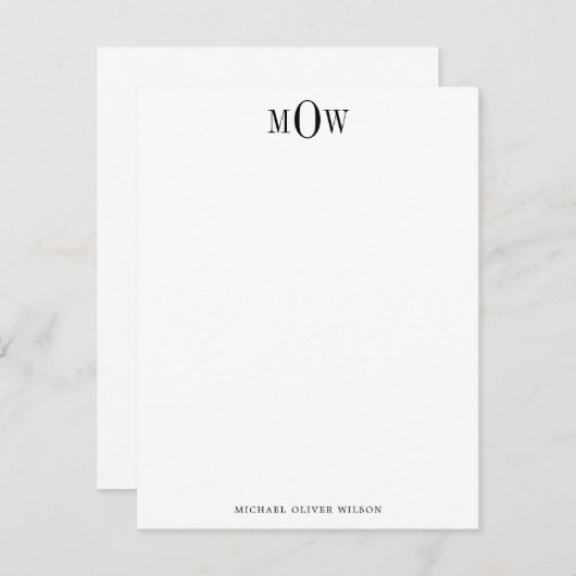 Carte De Correspondance Monogramme de 3 lettres moderne (Devant / Derrière)