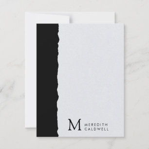 Carte De Correspondance Monogramme de bloc de couleur de bord blanc noir