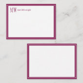Carte De Correspondance Monogramme de bordure de marine moderne  (Devant / Derrière)
