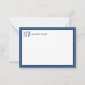 Carte De Correspondance Monogramme de bordure Navy moderne (Devant)
