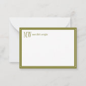 Carte De Correspondance Monogramme de bordure Navy moderne (Devant)