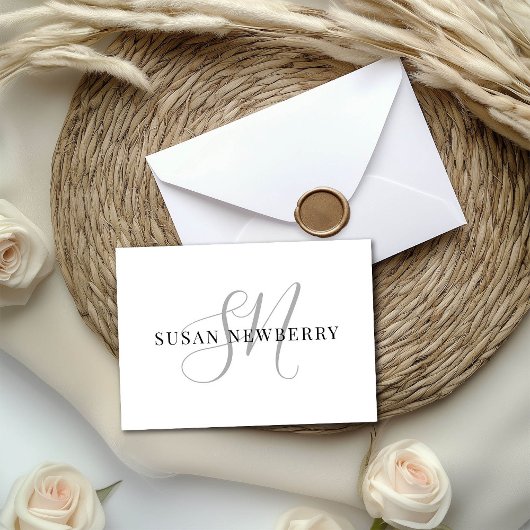 Carte De Correspondance Monogramme de calligraphie simple avec nom