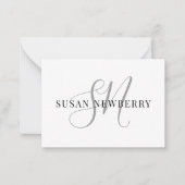 Carte De Correspondance Monogramme de calligraphie simple avec nom (Devant)