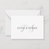 Carte De Correspondance Monogramme de calligraphie simple avec noms (Devant)