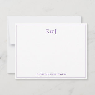Carte De Correspondance Monogramme de couple élégant à double bordure viol