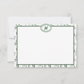 Carte De Correspondance Monogramme de feuilles vertes (Devant)