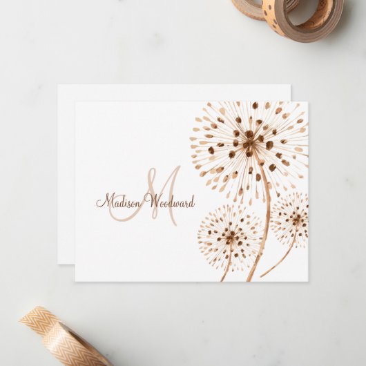 Carte De Correspondance Monogramme de fleurs séchées rustiques (Devant/Arrière en situation)