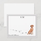 Carte De Correspondance Monogramme de frontière gris chien Vizsla Personna (Devant / Derrière)