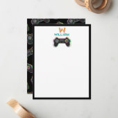 Carte De Correspondance Monogramme de jeu vidéo pour adolescents (Devant/Arrière en situation)