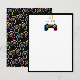 Carte De Correspondance Monogramme de jeu vidéo pour adolescents gamers