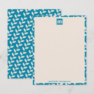 Carte De Correspondance Monogramme de Motif à feuilles rétro les années 70