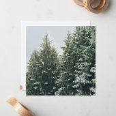 Carte De Correspondance Monogramme de Noël arbres pin felt écru (Devant/Arrière en situation)