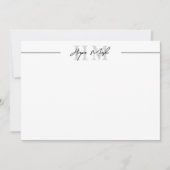 Carte De Correspondance Monogramme de nom de script noir et blanc (Devant)