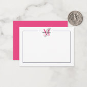 Carte De Correspondance Monogramme de nom de script rose (Devant/Arrière en situation)
